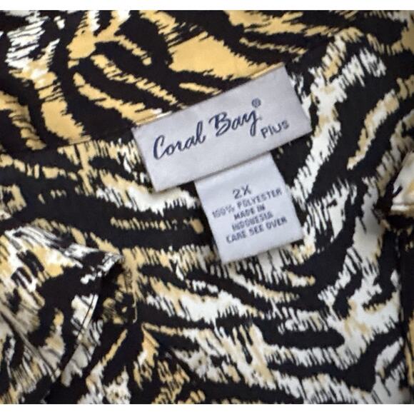 CORAL BAY Womens Plus Size 2X Animal Print Button Up Long Sleeve Shirt - Picture 7 of 7
